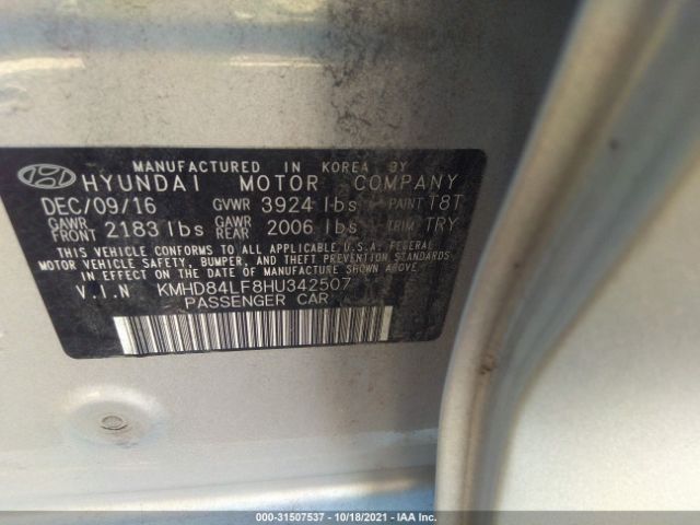 Photo 8 VIN: KMHD84LF8HU342507 - HYUNDAI ELANTRA 