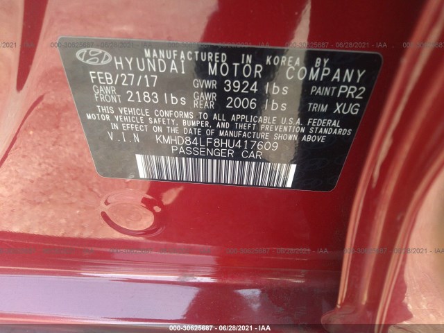 Photo 8 VIN: KMHD84LF8HU417609 - HYUNDAI ELANTRA 