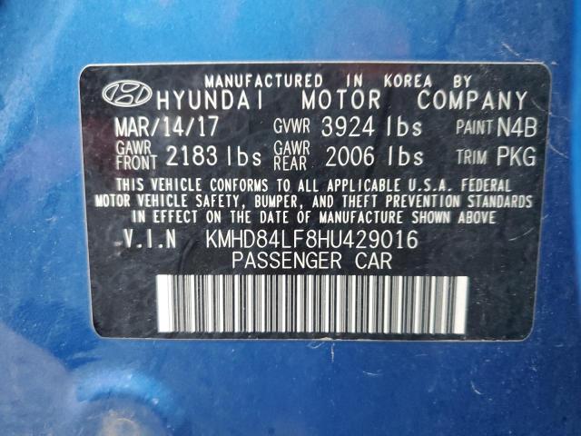 Photo 11 VIN: KMHD84LF8HU429016 - HYUNDAI ELANTRA SE 