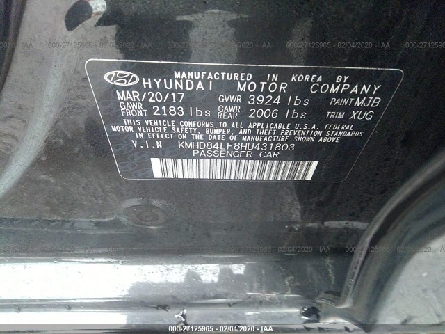 Photo 8 VIN: KMHD84LF8HU431803 - HYUNDAI ELANTRA 