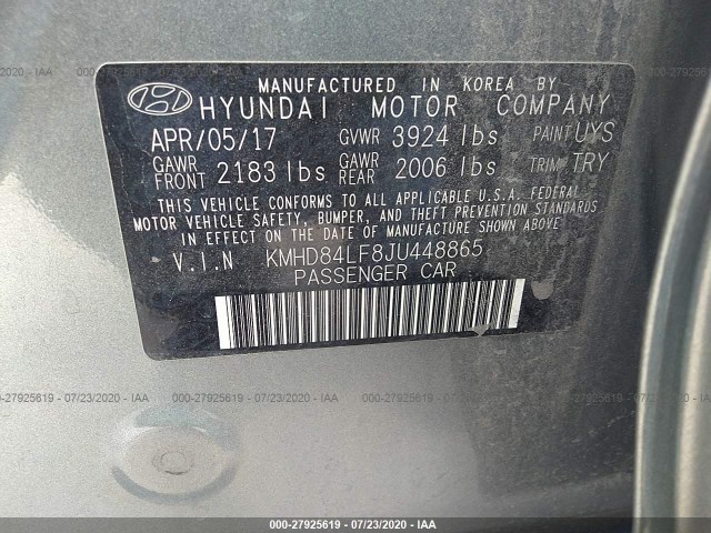 Photo 8 VIN: KMHD84LF8JU448865 - HYUNDAI ELANTRA 