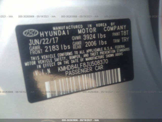 Photo 8 VIN: KMHD84LF8JU508370 - HYUNDAI ELANTRA 