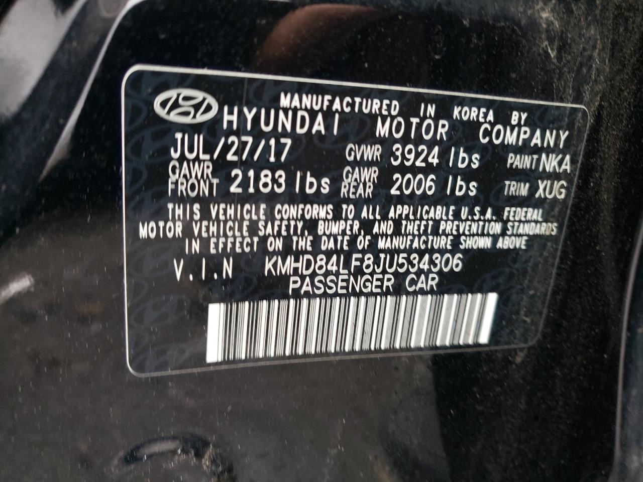 Photo 12 VIN: KMHD84LF8JU534306 - HYUNDAI ELANTRA 