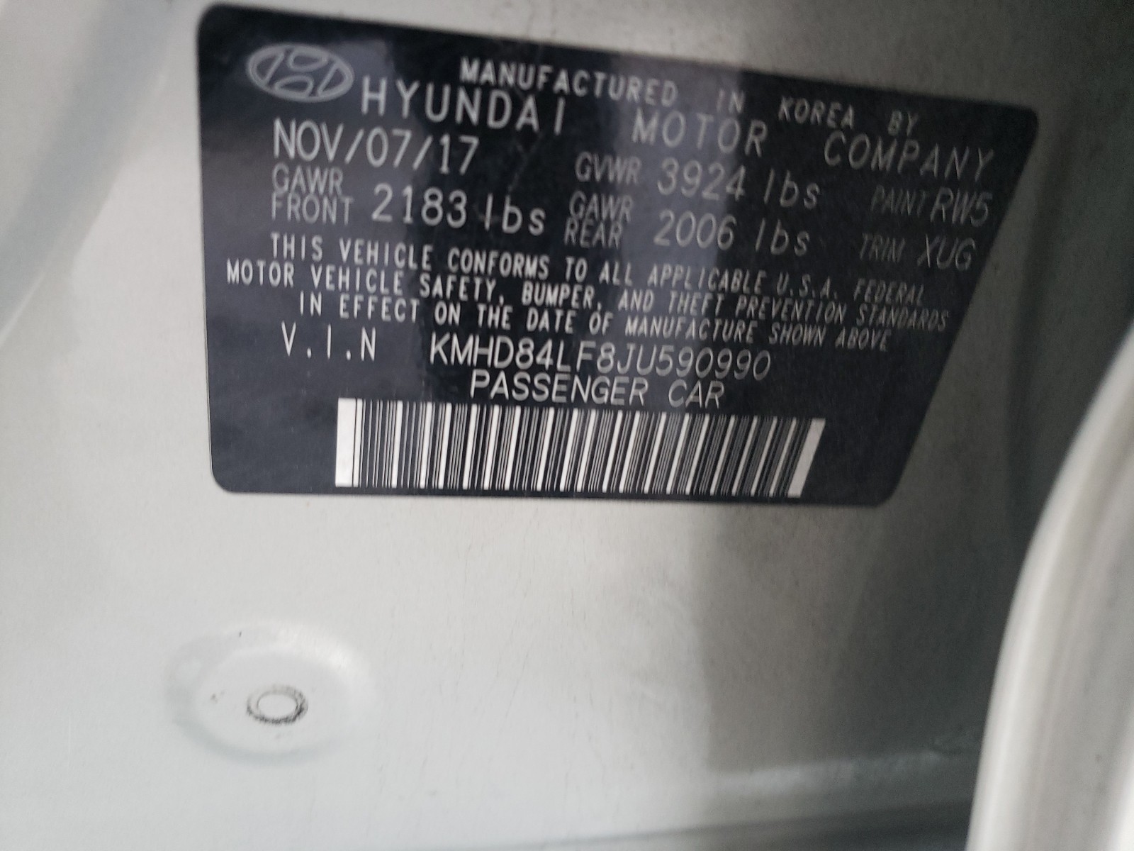 Photo 9 VIN: KMHD84LF8JU590990 - HYUNDAI ELANTRA 