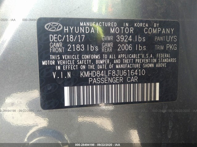 Photo 8 VIN: KMHD84LF8JU616410 - HYUNDAI ELANTRA 