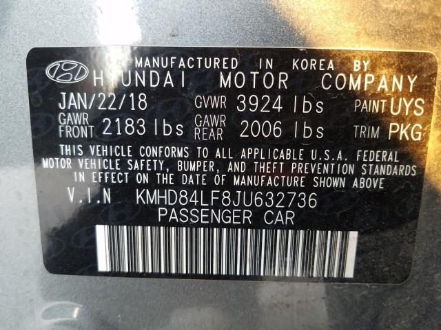 Photo 9 VIN: KMHD84LF8JU632736 - HYUNDAI ELANTRA SE 