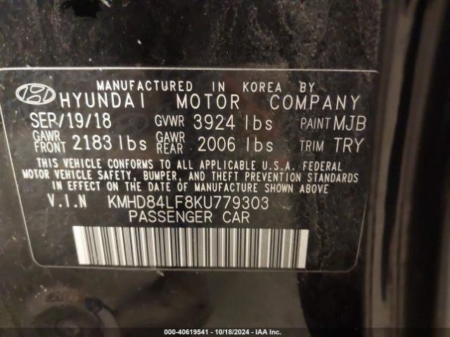 Photo 8 VIN: KMHD84LF8KU779303 - HYUNDAI ELANTRA 