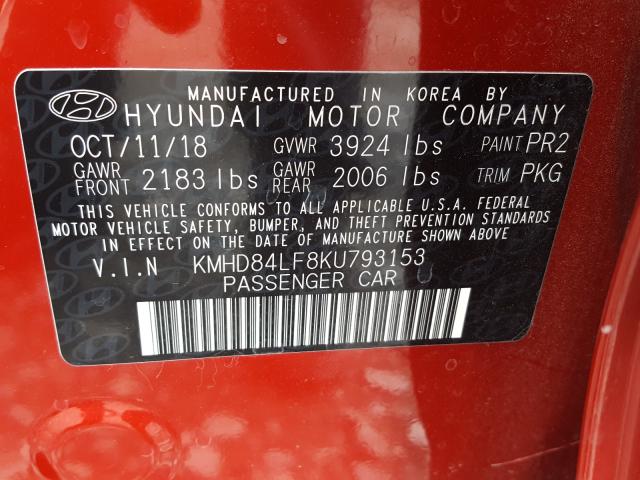 Photo 9 VIN: KMHD84LF8KU793153 - HYUNDAI ELANTRA SE 