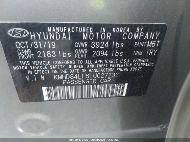 Photo 8 VIN: KMHD84LF8LU027232 - HYUNDAI ELANTRA 