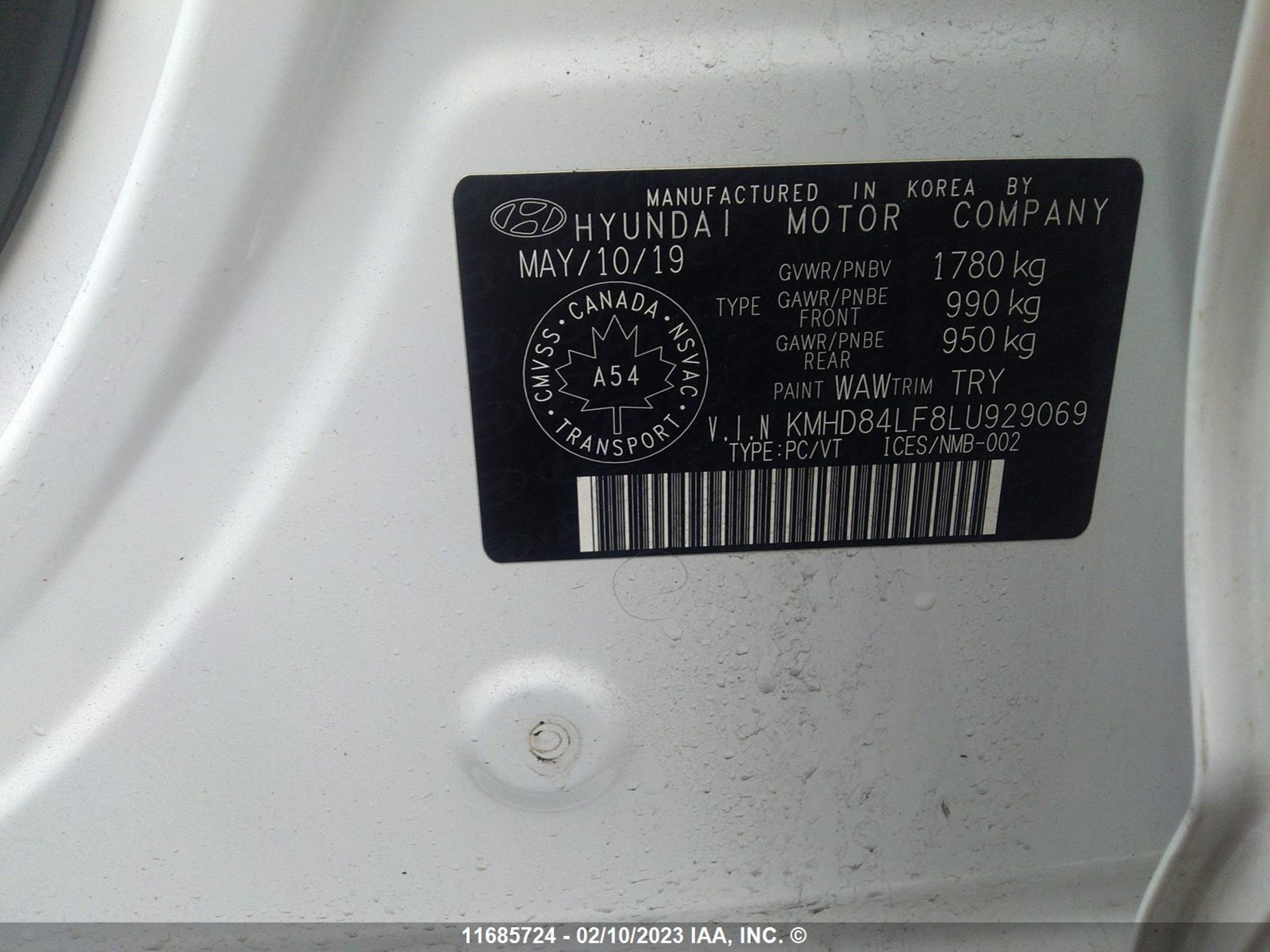 Photo 8 VIN: KMHD84LF8LU929069 - HYUNDAI ELANTRA 