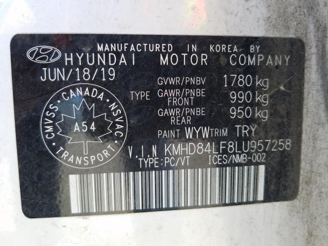 Photo 9 VIN: KMHD84LF8LU957258 - HYUNDAI ELANTRA SE 