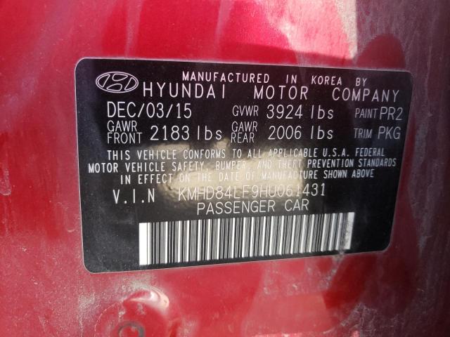 Photo 9 VIN: KMHD84LF9HU061431 - HYUNDAI ELANTRA SE 