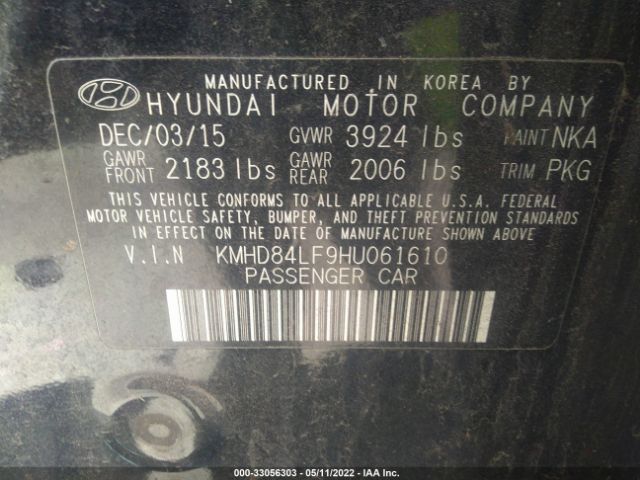 Photo 8 VIN: KMHD84LF9HU061610 - HYUNDAI ELANTRA 