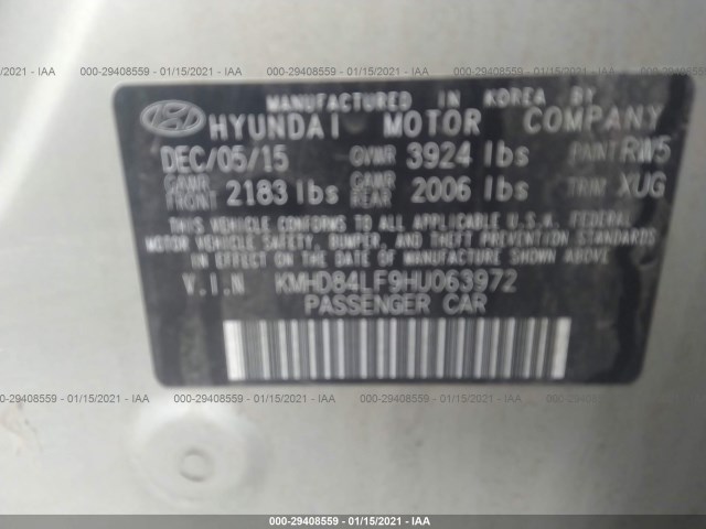 Photo 8 VIN: KMHD84LF9HU063972 - HYUNDAI ELANTRA 