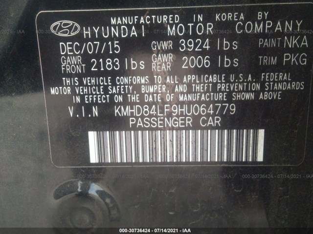 Photo 8 VIN: KMHD84LF9HU064779 - HYUNDAI ELANTRA 