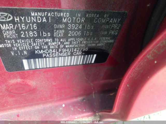 Photo 8 VIN: KMHD84LF9HU142798 - HYUNDAI ELANTRA 