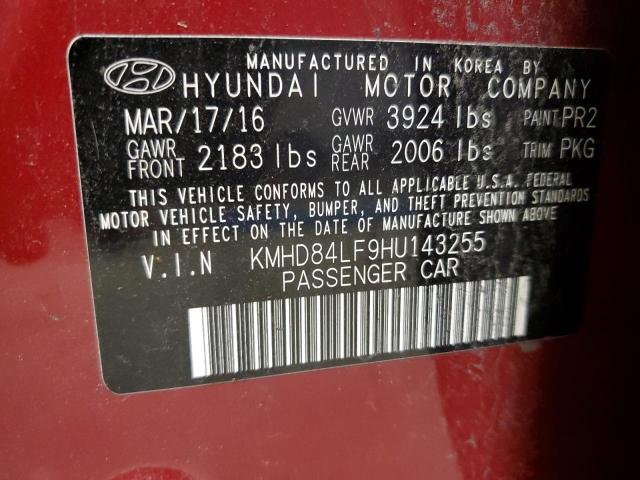 Photo 11 VIN: KMHD84LF9HU143255 - HYUNDAI ELANTRA 