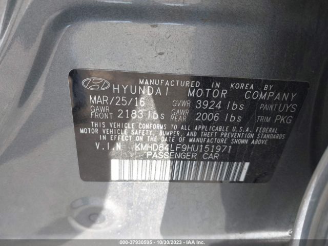 Photo 8 VIN: KMHD84LF9HU151971 - HYUNDAI ELANTRA 