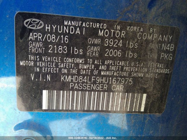 Photo 8 VIN: KMHD84LF9HU167975 - HYUNDAI ELANTRA 