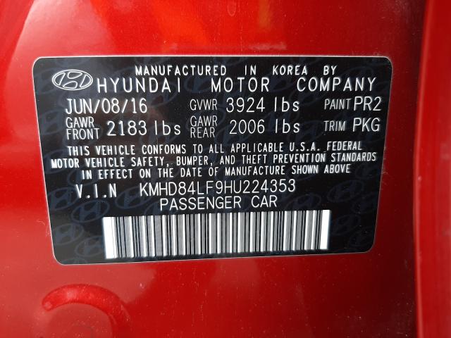 Photo 9 VIN: KMHD84LF9HU224353 - HYUNDAI ELANTRA SE 