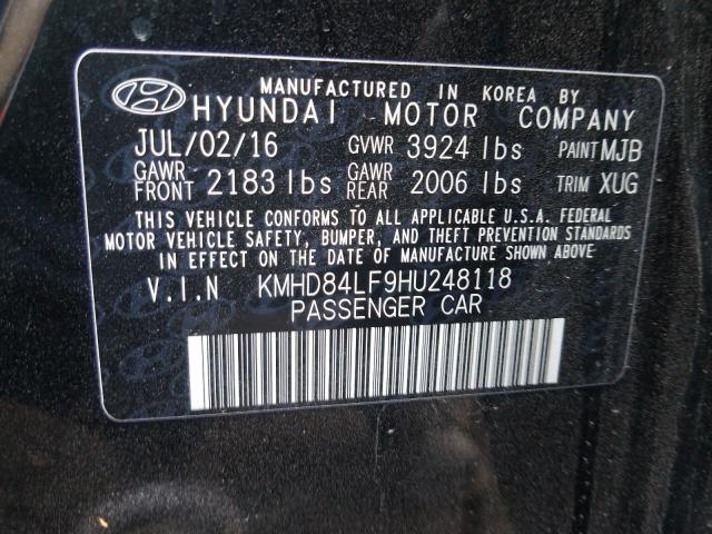 Photo 9 VIN: KMHD84LF9HU248118 - HYUNDAI ELANTRA SE 