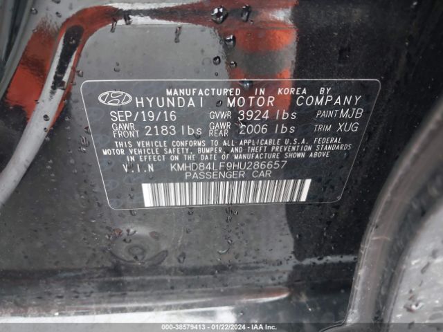 Photo 8 VIN: KMHD84LF9HU286657 - HYUNDAI ELANTRA 