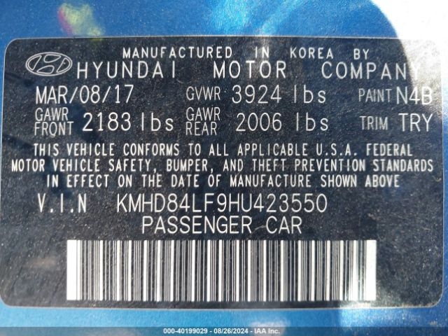 Photo 8 VIN: KMHD84LF9HU423550 - HYUNDAI ELANTRA 