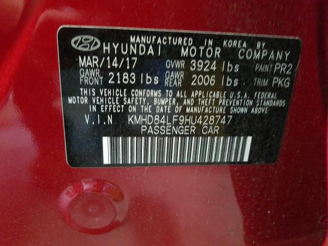 Photo 9 VIN: KMHD84LF9HU428747 - HYUNDAI ELANTRA SE 