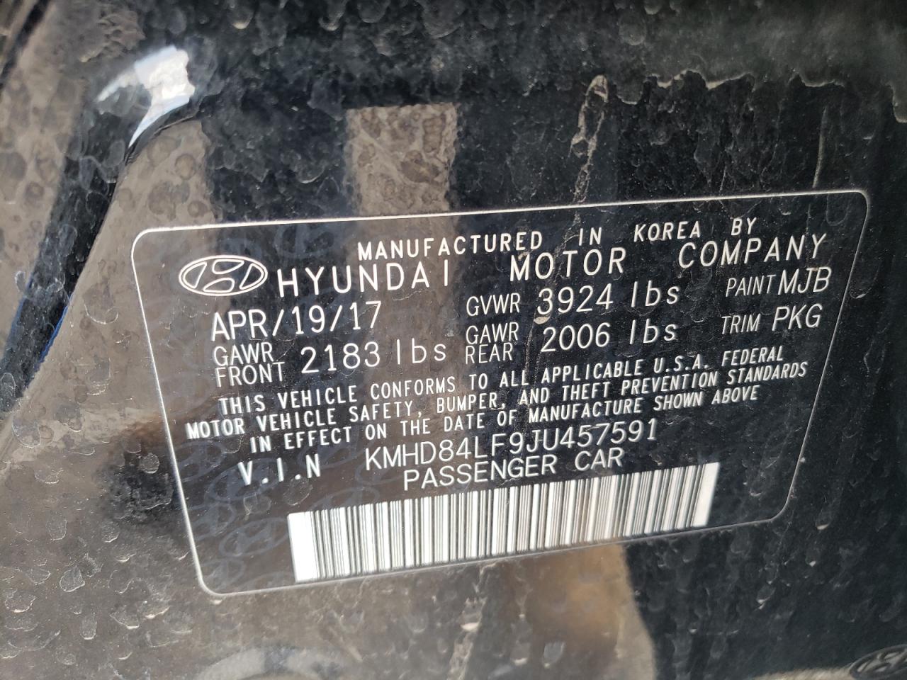 Photo 11 VIN: KMHD84LF9JU457591 - HYUNDAI ELANTRA 