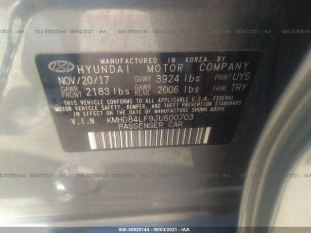 Photo 8 VIN: KMHD84LF9JU600703 - HYUNDAI ELANTRA 