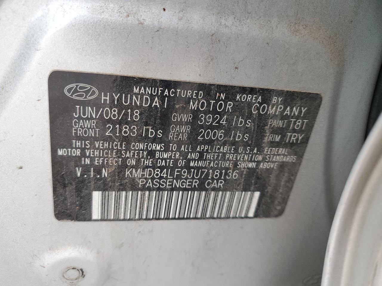 Photo 11 VIN: KMHD84LF9JU718136 - HYUNDAI ELANTRA 