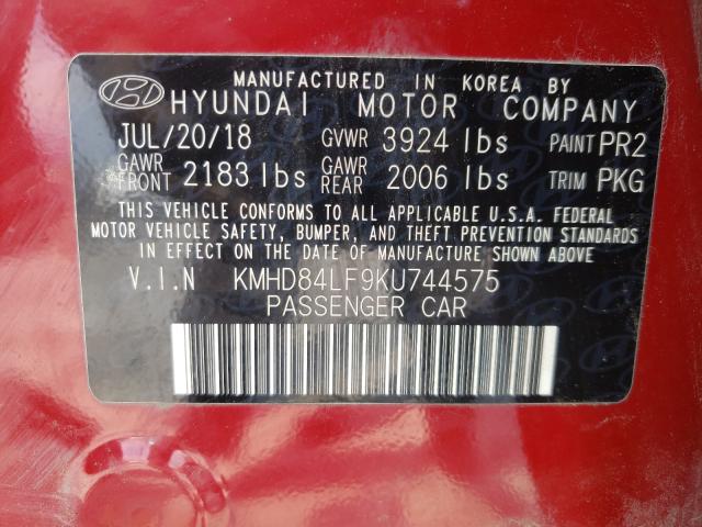 Photo 9 VIN: KMHD84LF9KU744575 - HYUNDAI ELANTRA SE 