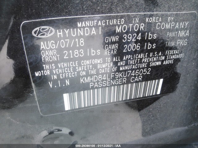 Photo 8 VIN: KMHD84LF9KU746052 - HYUNDAI ELANTRA 