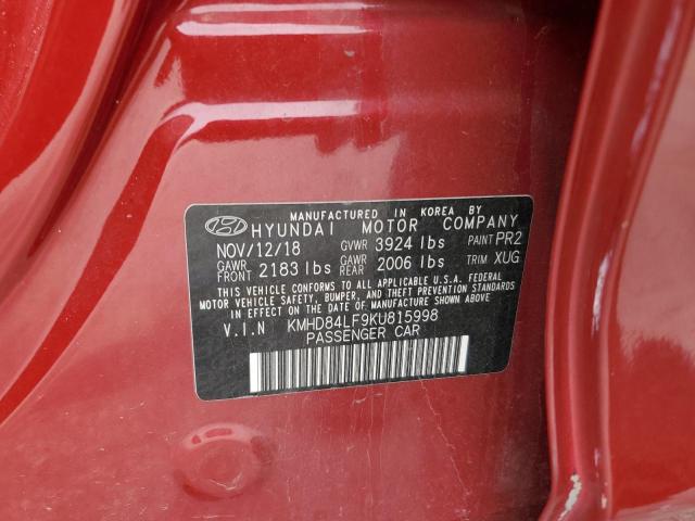 Photo 12 VIN: KMHD84LF9KU815998 - HYUNDAI ELANTRA 