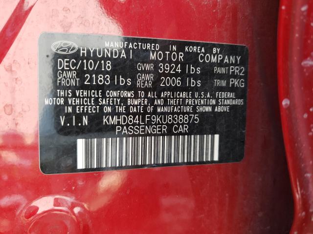 Photo 9 VIN: KMHD84LF9KU838875 - HYUNDAI ELANTRA SE 