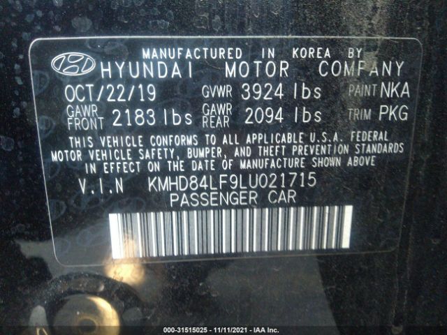 Photo 8 VIN: KMHD84LF9LU021715 - HYUNDAI ELANTRA 