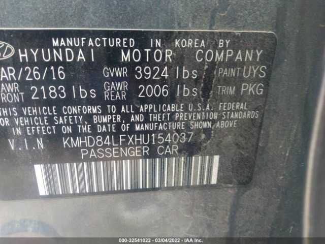 Photo 8 VIN: KMHD84LFXHU154037 - HYUNDAI ELANTRA 