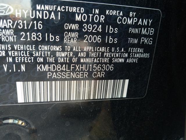 Photo 9 VIN: KMHD84LFXHU156306 - HYUNDAI ELANTRA SE 