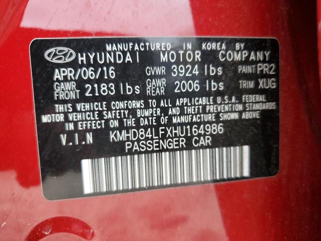 Photo 12 VIN: KMHD84LFXHU164986 - HYUNDAI ELANTRA 