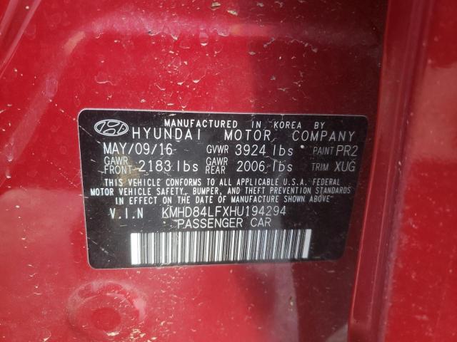 Photo 9 VIN: KMHD84LFXHU194294 - HYUNDAI ELANTRA SE 