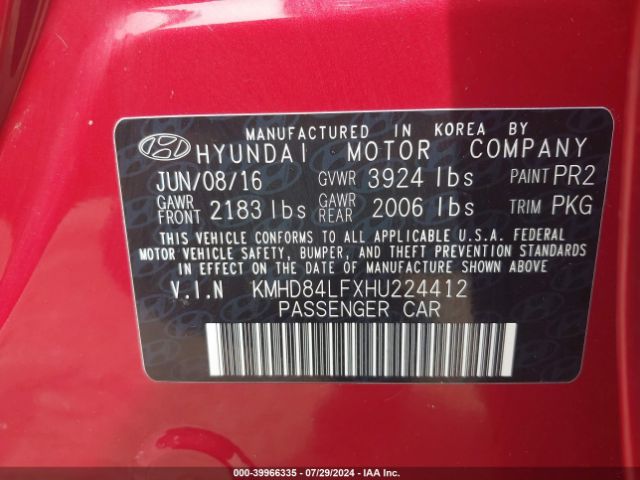 Photo 8 VIN: KMHD84LFXHU224412 - HYUNDAI ELANTRA 