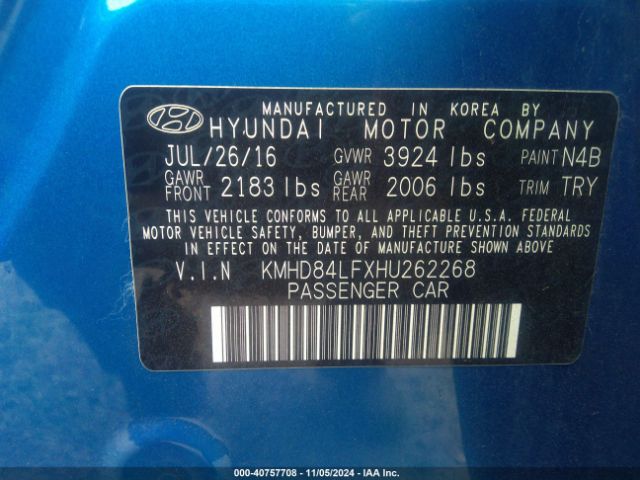 Photo 8 VIN: KMHD84LFXHU262268 - HYUNDAI ELANTRA 