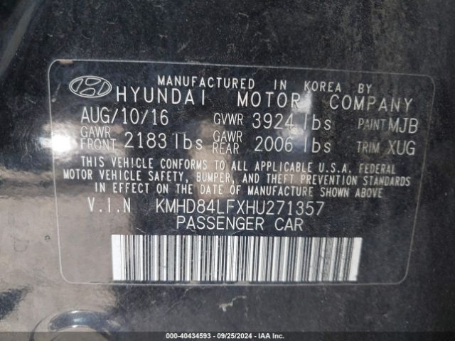 Photo 8 VIN: KMHD84LFXHU271357 - HYUNDAI ELANTRA 