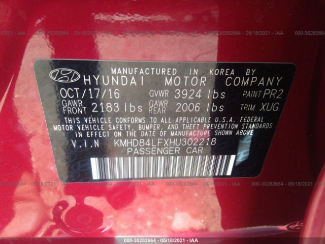 Photo 8 VIN: KMHD84LFXHU302218 - HYUNDAI ELANTRA 