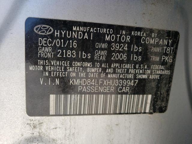 Photo 12 VIN: KMHD84LFXHU339947 - HYUNDAI ELANTRA 