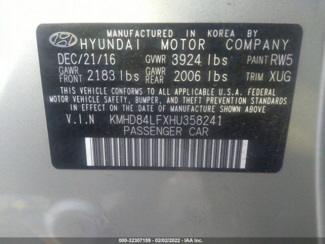 Photo 8 VIN: KMHD84LFXHU358241 - HYUNDAI ELANTRA 