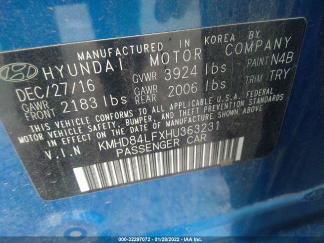 Photo 8 VIN: KMHD84LFXHU363231 - HYUNDAI ELANTRA 