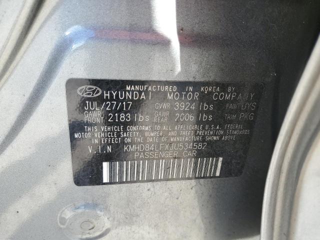 Photo 12 VIN: KMHD84LFXJU534582 - HYUNDAI ELANTRA 