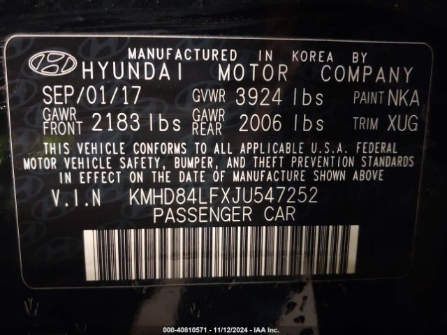 Photo 8 VIN: KMHD84LFXJU547252 - HYUNDAI ELANTRA 