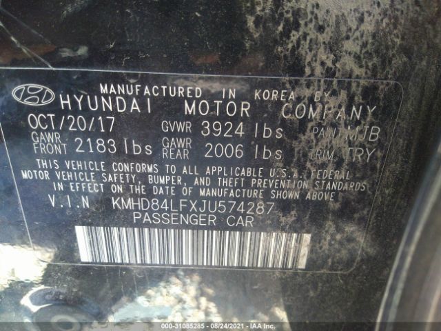 Photo 8 VIN: KMHD84LFXJU574287 - HYUNDAI ELANTRA 